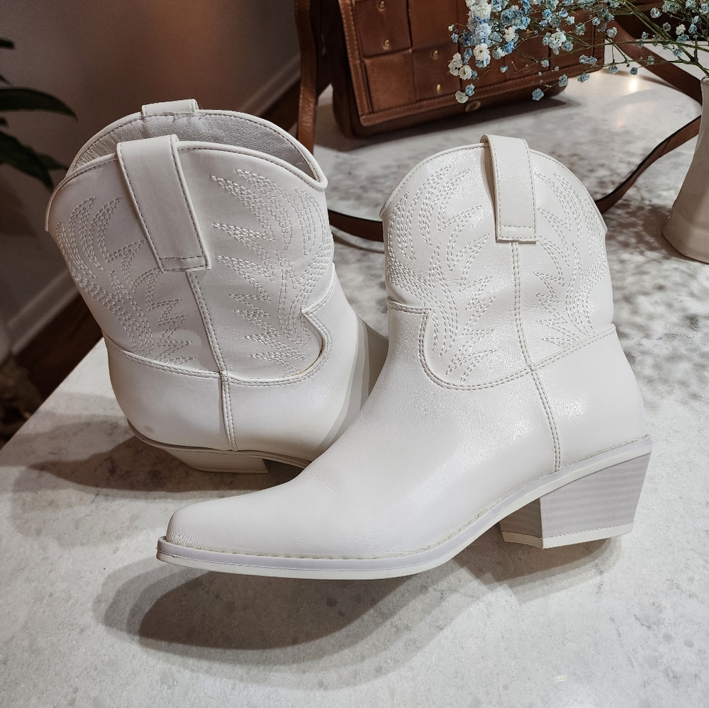 White Cowboy Ankle Boots!